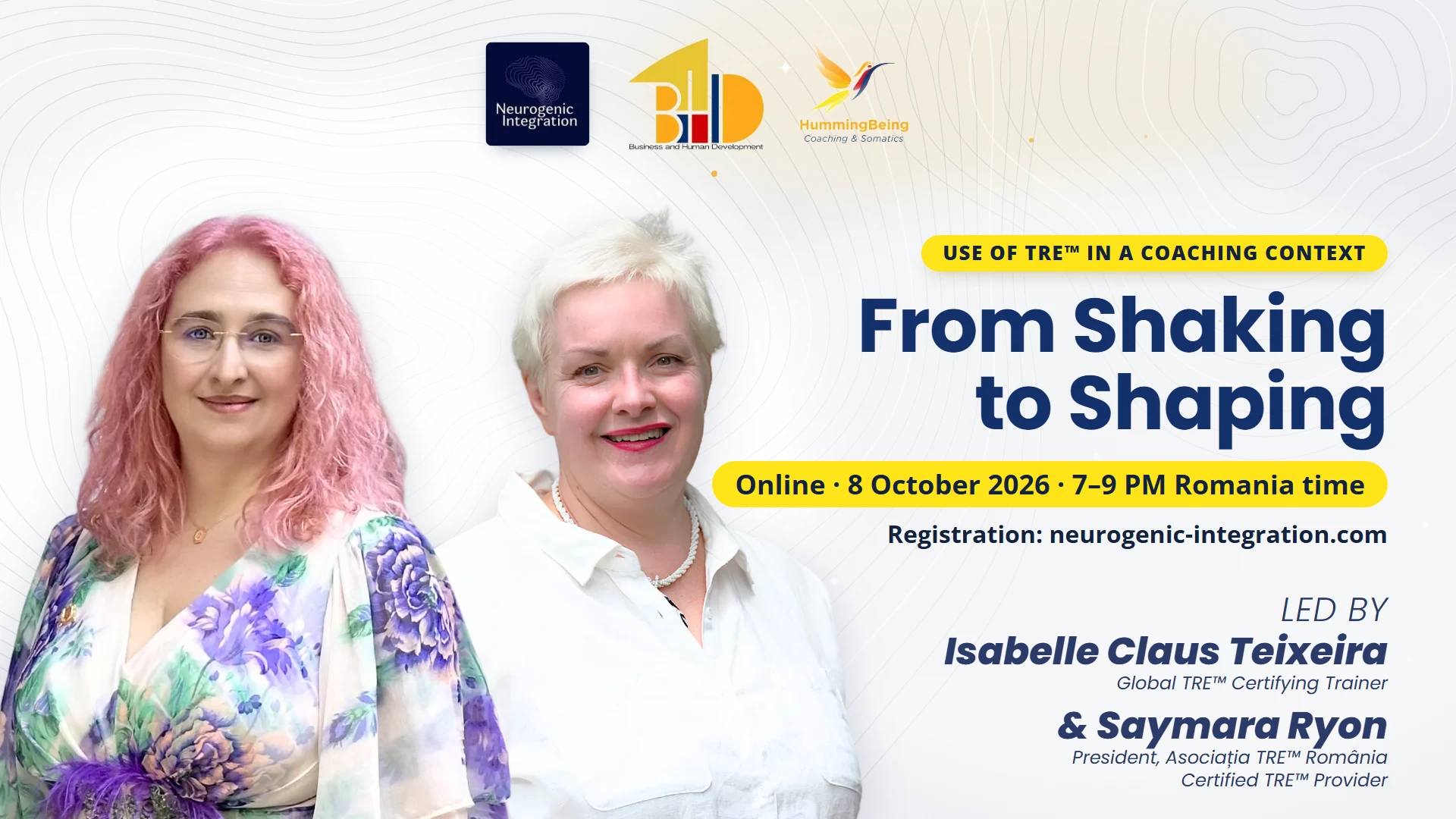 From Shaking to Shaping &mdash; live online session, 8 October 2026